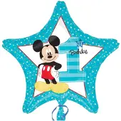 Anagram Folieballon Mickey '1st Birthday' (43cm) (Blauw, wit, zwart en rood)