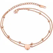 Cilla Jewels Dames Dubbele Enkelband met Hart Rose
