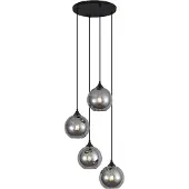 QAZQA Art Deco hanglamp zwart met smoke glas 4-lichts - Wallace