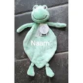 Happy horse kikker/frog knuffeldoekje met geborduurde naam/gepersonaliseerd