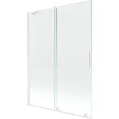 Mexen Velar badwand tweedelige schuif 130 x 150 , transparant, wit - 896-130-000-01-20