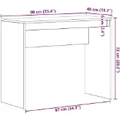 vidaXL Bureau Zwart Eiken 90x40x72 cm Bewerkt Hout