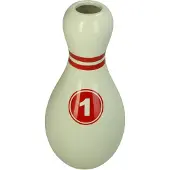 HD Collection Vaas Bowling Pin Wit Rood Dolomiet 13x13,2x27,8cm
