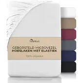 NatureMark Hoeslaken van geborstelde microvezel, wit, 140 x 200 + 27 cm