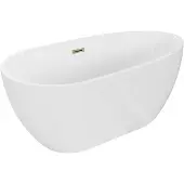 Mexen Eos vrijstaande badkuip 150 x 75 , wit, overloop goud - 52471507500-50