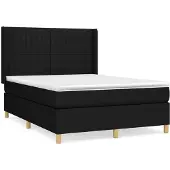 vidaXL Boxspring met matras stof zwart 140x200 cm