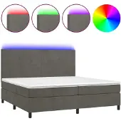 vidaXL Boxspring met matras en LED fluweel donkergrijs 200x200 cm