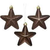 Décoris Ster kerst ornament | | 6 stuks (Bruin)