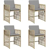 vidaXL Tuinstoelen 4 st met kussens poly rattan gemengd beige