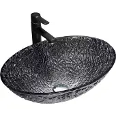 Mexen Goa glazen opbouw waskom 50 x 36 cm, zwart - 24085070