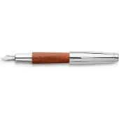 Faber-Castell FC-148202 Vulpen E-motion Chroom/ Bruin Perenhout EF