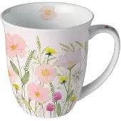 Ambiente Mok 0.4L Pastel Flowers Roze Wit wit Aardewerk Beker