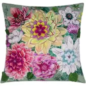 Mars & More Livorno Kussen velvet geborduurd groen 45x45cm