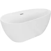 Mexen Eos vrijstaande badkuip 150 x 75 , wit, overloop chroom - 52471507500-01
