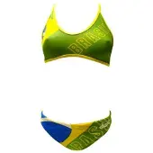 Turbo Brazil Bikini Groen,Geel 7-8 Years Meisje