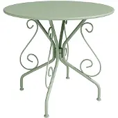 Vente-unique Tuintafel van metaal met smeedijzer aspect - amandelgroen - GUERMANTES