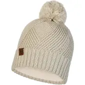 Buff - Gebreide Polar Muts Raisa met pompom voor volwassenen - Beige