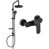 Mexen Erik opbouwdouche set met regendouche en Milo douchkraan, zwart - 71340205-70