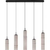 Nova Luce Unieke hanglamp Sano recht 5-lichts smoke glas