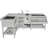 MonsterShop Deluxe Cocktail Bar Station met Ijsbak & Modulaire Hoekeenheid Roestvrij Staal
