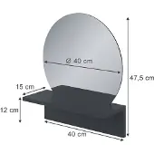 Vicco Elyra Badkamerspiegel – 40 x 47.5 cm met plank Zwart