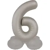 Folat - Staande folieballon Cijfer 6 Moonlight Silver - 41 cm