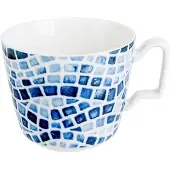 MOSAIC koffiemok - porselein - blauwe mok - set van 6