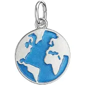 MOOYE ® - Collectie Zilveren Wereldbol plat kettinghanger
