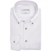 Ledub overhemd wit Modern Fit borstzak katoen button-down