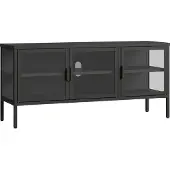 En.casa Vitrinekast Borshavisa staal 118x35x35 cm zwart []