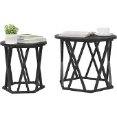 vidaXL Bijzettafel 2 st Zwart Eiken 50 x 50 x 40 cm