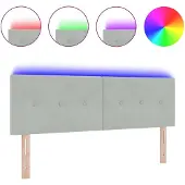 vidaXL LED Hoofdbord Lichtgrijs 160 cm Fluweel
