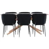 Ebuy24 Piazza eethoek tafel 90x180cm en 6 stoelen mocca, zwart.