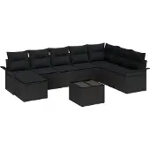 vidaXL Tuinbank Set 9 st Beige Poly rattan