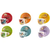 Excelsa Set van 6 Koffiekopjes met Schoteltje – Fuji, Porselein – Italiaans Design