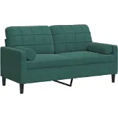 vidaXL Tweezitsbank met sierkussens 140 cm fluweel donkergroen