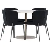 Ebuy24 Lycke eethoek tafel Ø110cm en 4 teddy stoelen beige.
