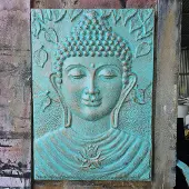 Ancient Wisdom Groot Boeddha Frame Turquoise Reliëf - 0,7x1m