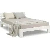 Homestyle4u Tweepersoonsbed, houten bed, futonbed, 120x200, wit, grenen, bed, bedframe, massief hout