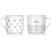 Rustica Merkloos Grote Keramieken Mok 660 ml - Rood Hart Design