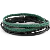 Lucleon Leren Roy Armband in Zwart & Groen