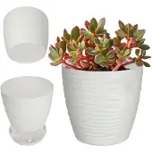 Kadax Witte Kunststof Plantenpot 15cm - Stijlvolle Bloempot voor Binnen & Buiten