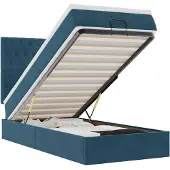 vidaXL Ottoman bed met matrassen 100x200cm fluweel donkerblauw