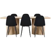 Ebuy24 Olivia eethoek tafel 100x210cm en 6 velours stoelen naturel.