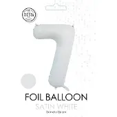 We Fiesta folieballon cijfer 7 mat wit metallic