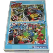 Clementoni Puzzel 2x60 Stukjes - Mickey en de Raceauto's