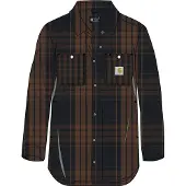 Carhartt Blouse Women Tencel Fiber Series Loose Twill Plaid Shirt Black-XL