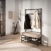 Fraaai - Odell garderobe bank 6+5 haken - bruin