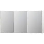 Ink SPK2 Spiegelkast - 160x14x74cm - 3 deuren - dubbelzijdige Spiegel - schakelaar en stopcontact - MDF lak wit hoogglans 1105506