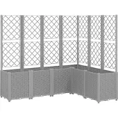 vidaXL Plantenbak met latwerk 160x160x140 cm polypropeen wit
